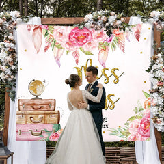Lofaris Pink Floral Gold Adorable And Sweet Wedding Backdrop
