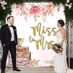 Lofaris Pink Floral Gold Adorable And Sweet Wedding Backdrop