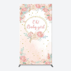 Lofaris Pink Floral Gold Glitter Oh Baby Girl Arch Backdrop