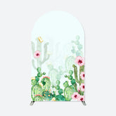 Lofaris Pink Floral Green Cactus Arch Backdrop For Birthday