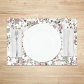 Lofaris Pink Floral Leaf Seamless Fabric Set Of 4 Placemats