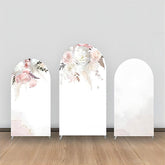 Lofaris Pink Floral Leaves Faded Simple Arch Backdrop Kit