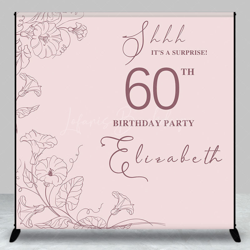 Lofaris Pink Floral Lines Custom Name 60th Birthday Backdrop