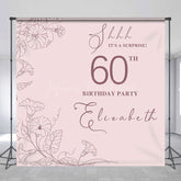 Lofaris Pink Floral Lines Custom Name 60th Birthday Backdrop