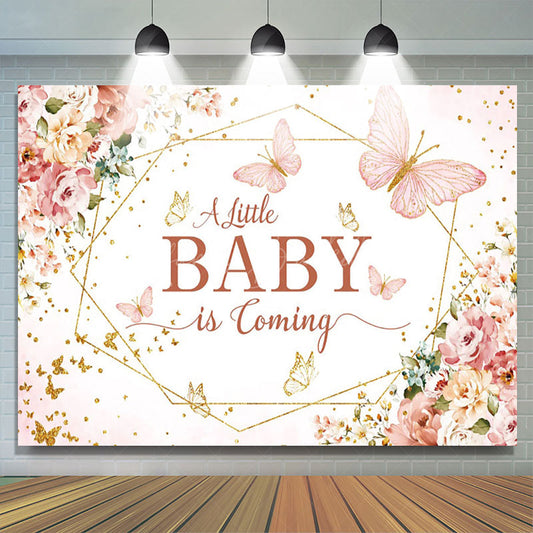 Lofaris Pink Floral Little Baby Coming Shower Backdrop