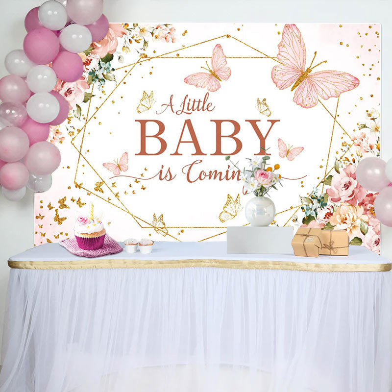 Lofaris Pink Floral Little Baby Coming Shower Backdrop