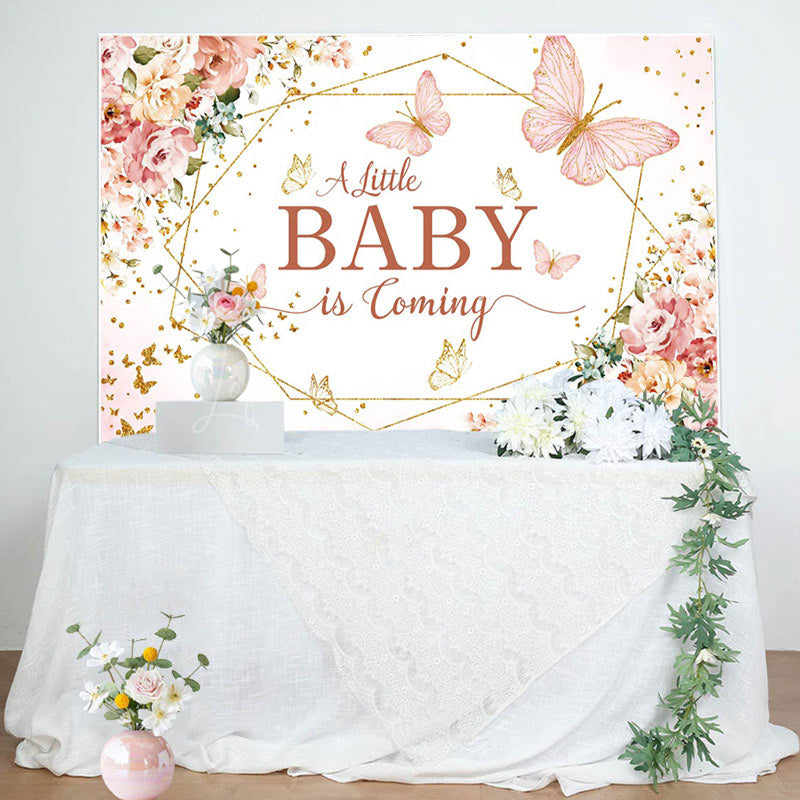 Lofaris Pink Floral Little Baby Coming Shower Backdrop