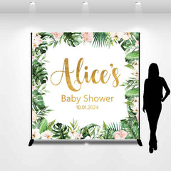 Lofaris Pink Floral Monstera Custom Baby Shower Backdrop