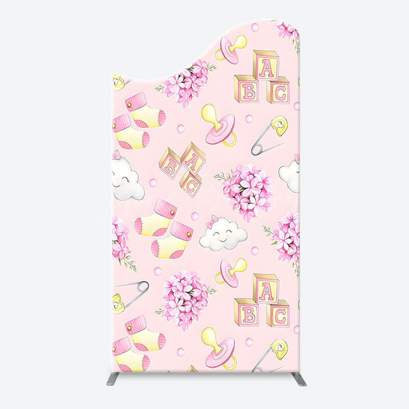 Lofaris Pink Floral Pacifier Cloud Arch Baby Shower Backdrop