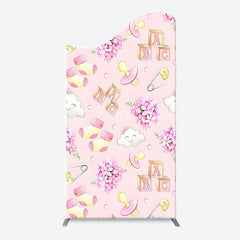 Lofaris Pink Floral Pacifier Cloud Arch Baby Shower Backdrop