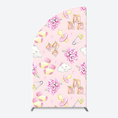 Lofaris Pink Floral Pacifier Cloud Arch Baby Shower Backdrop