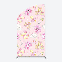 Lofaris Pink Floral Pacifier Cloud Arch Baby Shower Backdrop