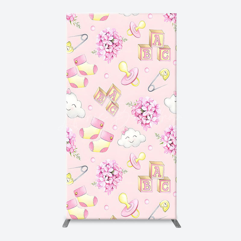 Lofaris Pink Floral Pacifier Cloud Arch Baby Shower Backdrop