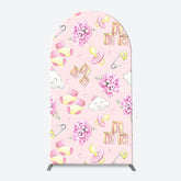 Lofaris Pink Floral Pacifier Cloud Arch Baby Shower Backdrop