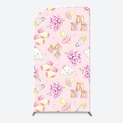 Lofaris Pink Floral Pacifier Cloud Arch Baby Shower Backdrop