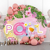 Lofaris Pink Floral Plant Summer Round Pool Party Backdrop