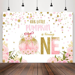 Lofaris Pink Floral Pumpkin Is Turning One Birthday Backdrop