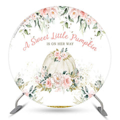 Lofaris Pink Floral Punpkin Circle Girl Baby Shower Backdrop