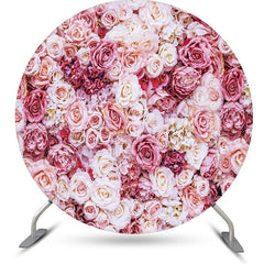 Lofaris Pink Floral Romantic Wall Round Wedding Backdrop
