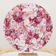 Lofaris Pink Floral Romantic Wall Round Wedding Backdrop