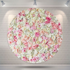Lofaris Pink Floral Round Wedding Party Backdrop Cover