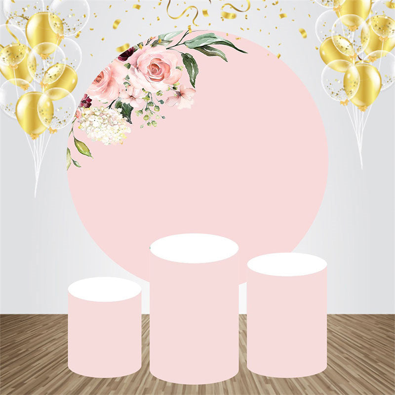 Lofaris Pink Floral Simple Round Backdrop Kit For Wedding