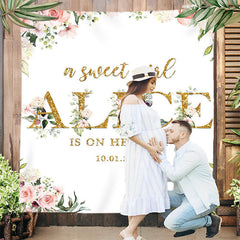 Lofaris Pink Floral Sweet Girl Custom Baby Shower Backdrop