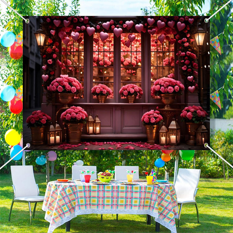 Lofaris Pink Floral Vase Boutique Valentines Day Backdrop