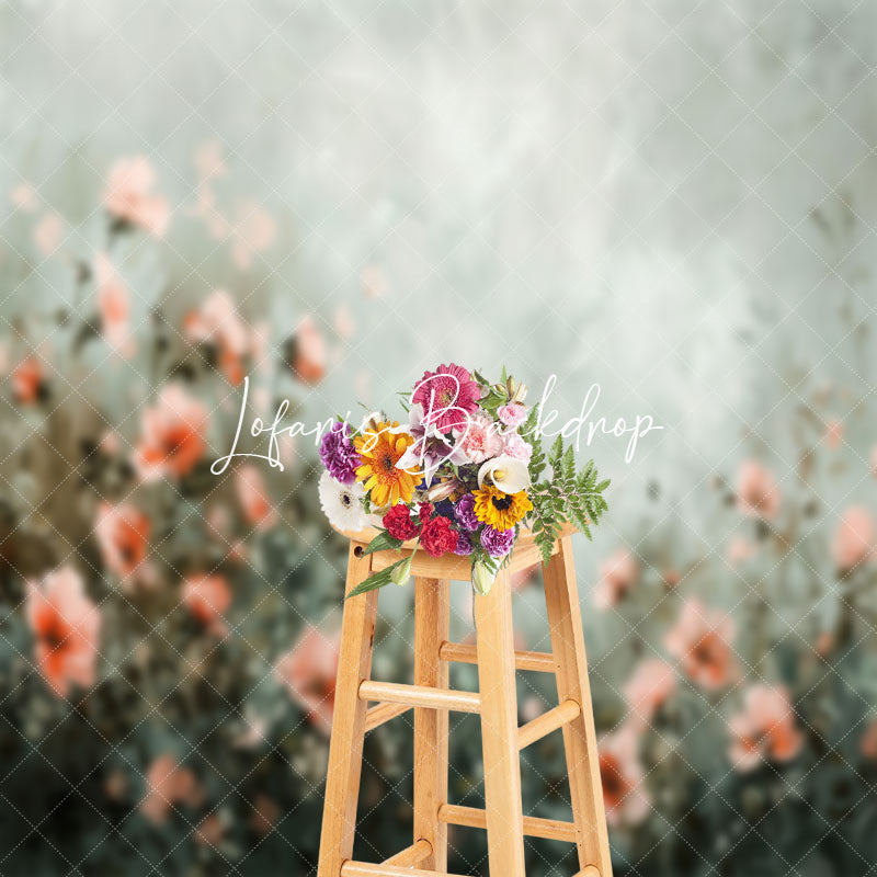 Lofaris Pink Flower Leaves Oil Painting Fine Art Backdrop