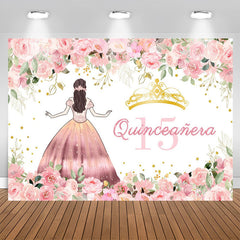 Lofaris Pink Flower Quinceanera Girl 15th Birthday Backdrop