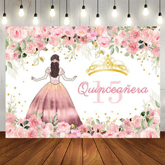 Lofaris Pink Flower Quinceanera Girl 15th Birthday Backdrop