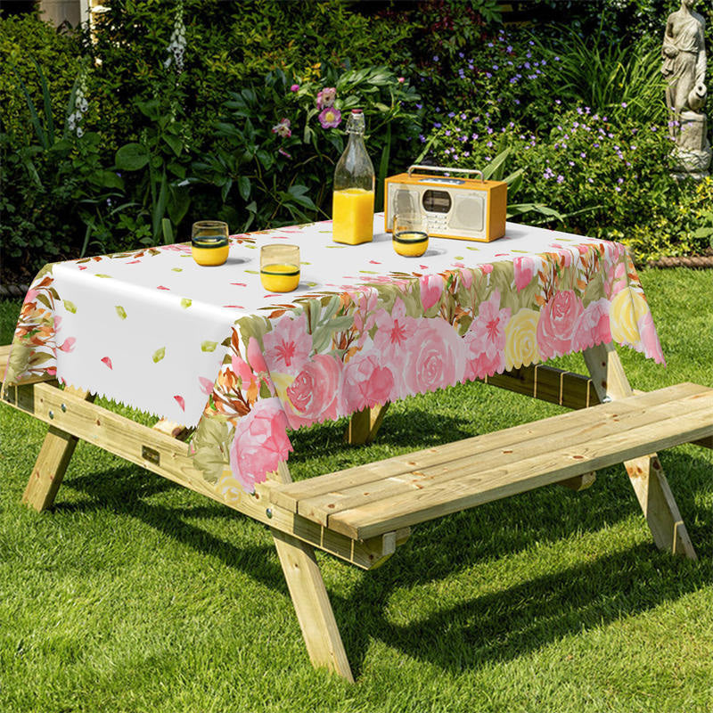 Lofaris Pink Flower Spring Decorative Rectangle Tablecloth