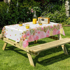 Lofaris Pink Flower Spring Decorative Rectangle Tablecloth