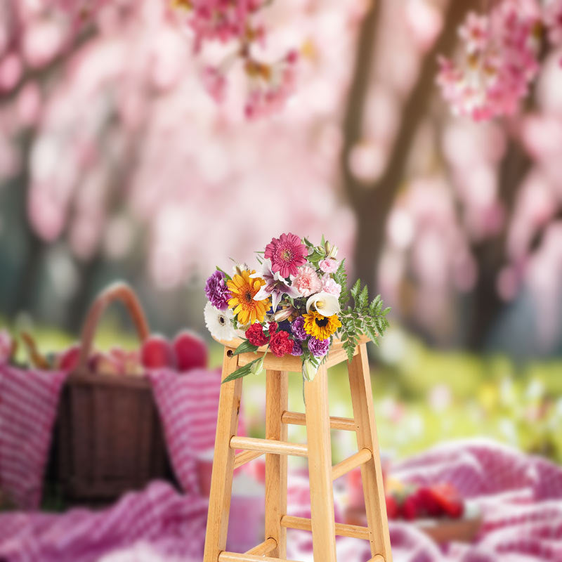 Lofaris Pink Fruit Basket Cupcake Spring Backdrops For Photo