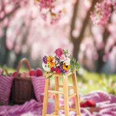Lofaris Pink Fruit Basket Cupcake Spring Backdrops For Photo