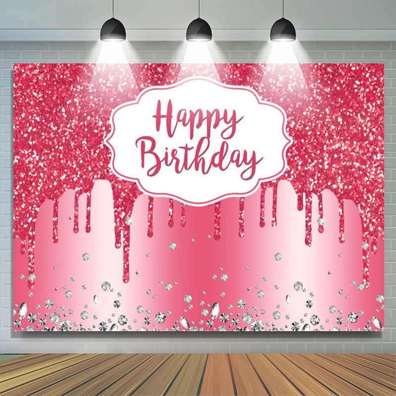 Lofaris Pink Glitter Diamond Birthday Backdrop For Girl