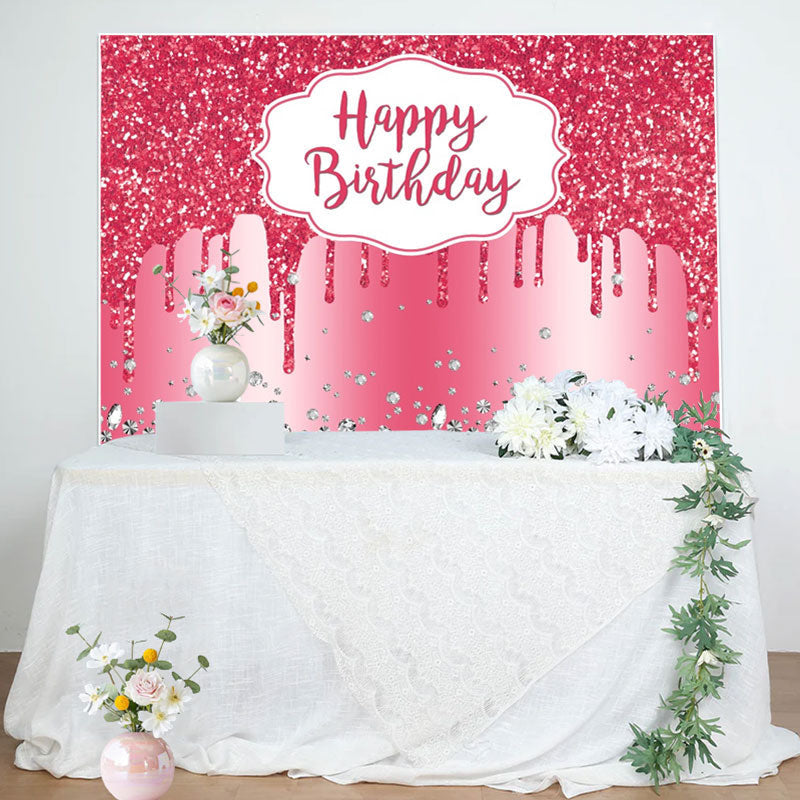 Lofaris Pink Glitter Diamond Birthday Backdrop For Girl