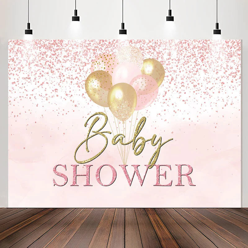 Lofaris Pink Glitter Dots Balloons Baby Shower Backdrop
