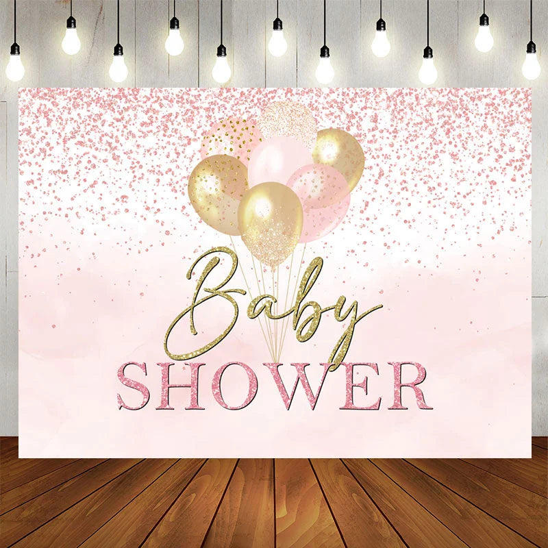 Lofaris Pink Glitter Dots Balloons Baby Shower Backdrop