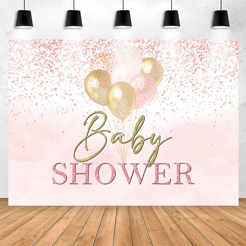Lofaris Pink Glitter Dots Balloons Baby Shower Backdrop