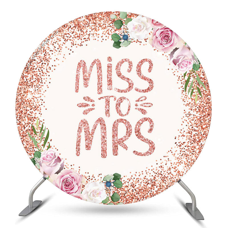 Lofaris Pink Glitter Floral Round Bridal Shower Backdrop