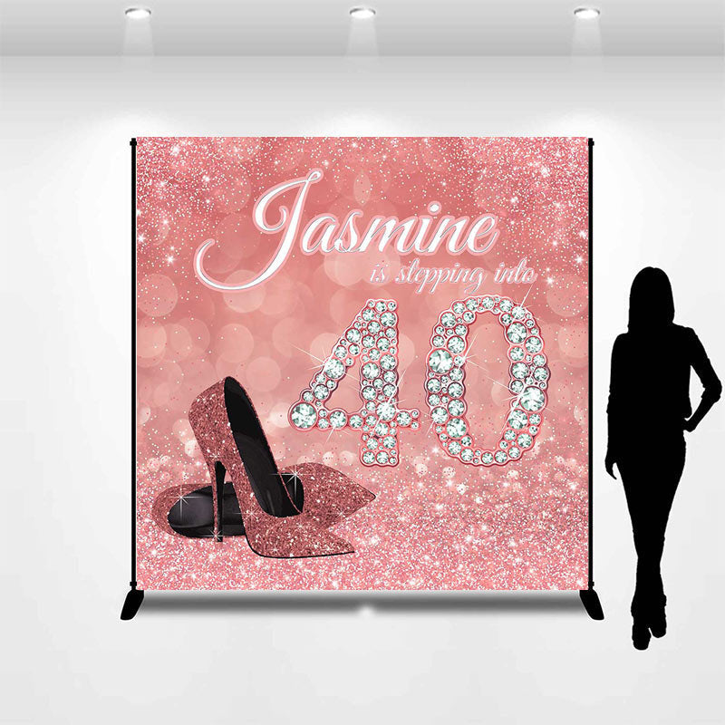 Lofaris Pink Glitter High Heel Custom 40th Birthday Backdrop