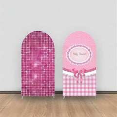 Lofaris Pink Glitter Plaid Bow Tie Baby Shower Arch Backdrop