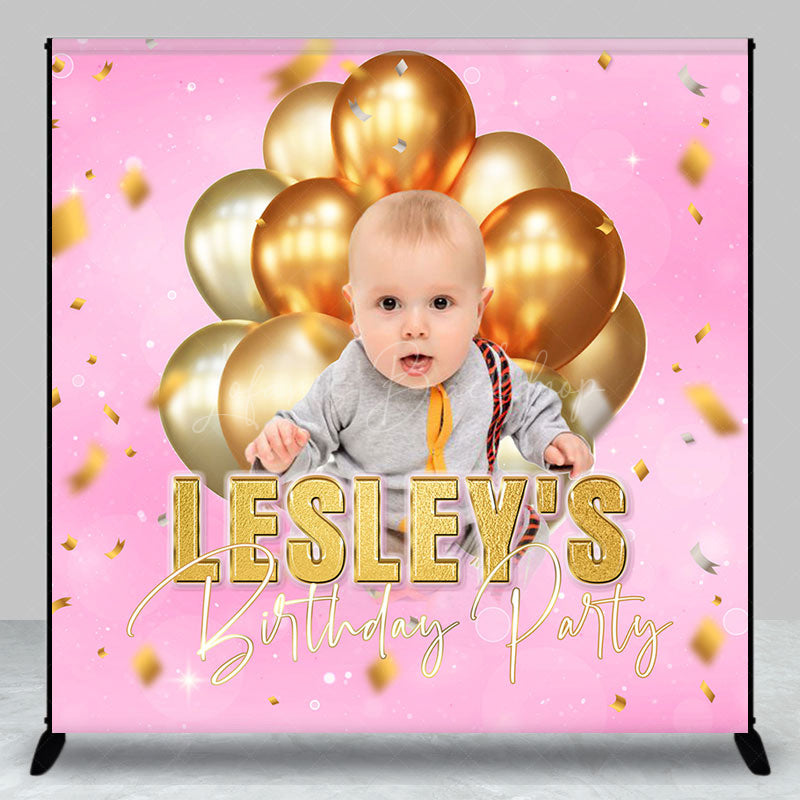 Lofaris Pink Gold Balloons Custom Birthday Party Backdrop