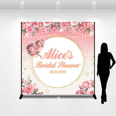 Lofaris Pink Gold Floral Star Custom Bridal Shower Backdrop