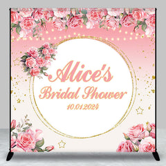 Lofaris Pink Gold Floral Star Custom Bridal Shower Backdrop