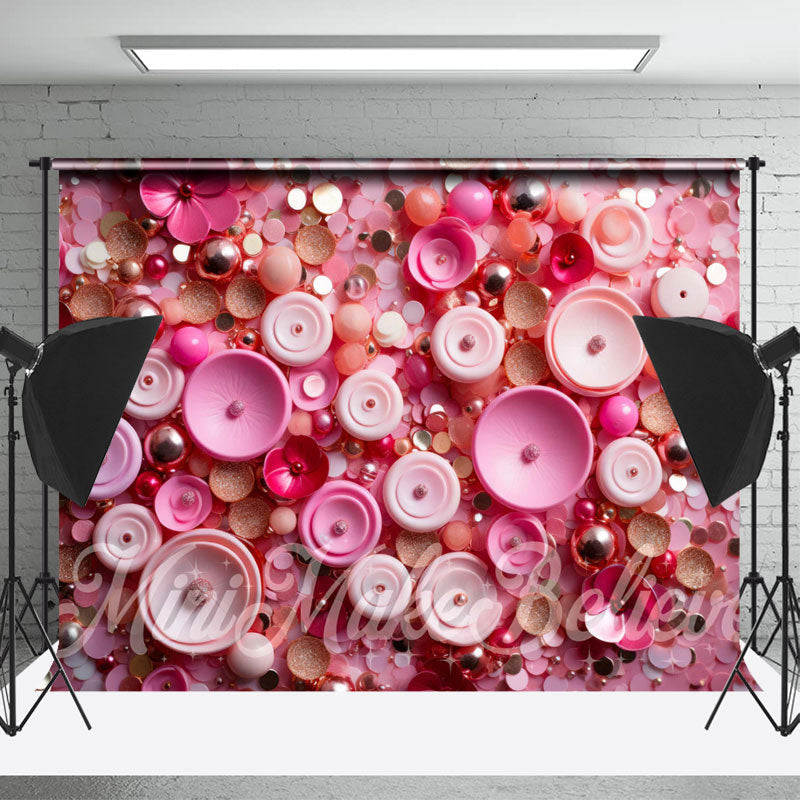 Lofaris Pink Gold Sequins Shaped Flowers Fine Art Backdrop