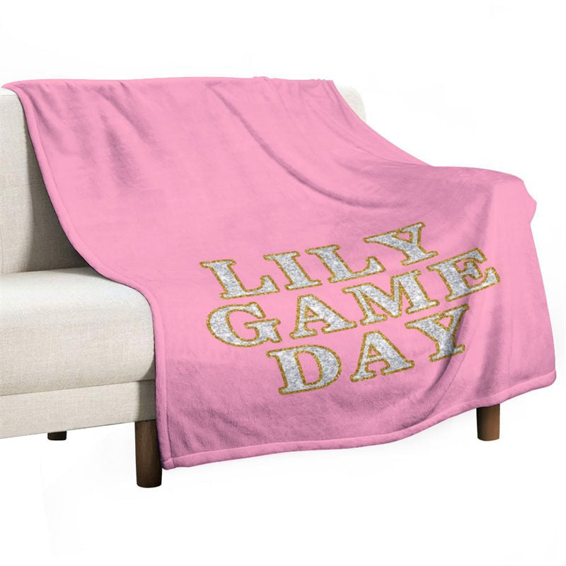 Lofaris Pink Gold Stroke Text Glitter Customized Blanket