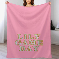Lofaris Pink Gold Stroke Text Glitter Customized Blanket