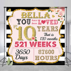 Lofaris Pink Golden Time Stripe Custom Anniversary Backdrop